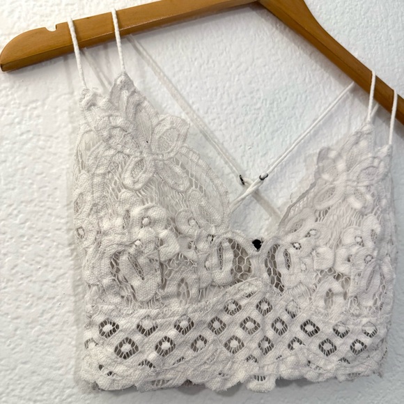 Free People Women’s Adela Bralette Top, Size Medium, White Lace Boho Crop Tank - Picture 3 of 7